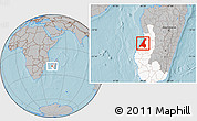 Gray Location Map of Morondava, highlighted parent region, hill shading