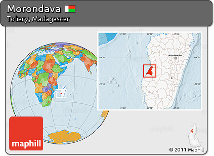 Political Location Map of Morondava, highlighted country