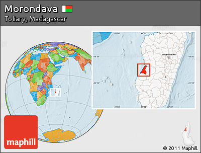 Political Location Map of Morondava, highlighted country