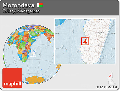 Political Location Map of Morondava, highlighted country