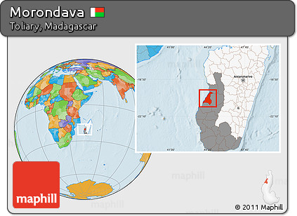 Political Location Map of Morondava, highlighted country, highlighted parent region