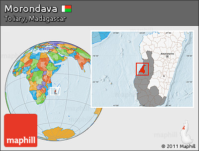 Political Location Map of Morondava, highlighted country, highlighted parent region