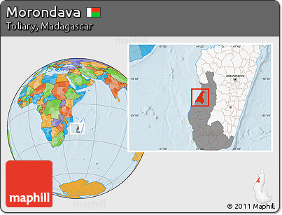 Political Location Map of Morondava, highlighted country, highlighted parent region