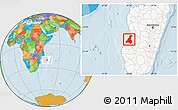 Political Location Map of Morondava, highlighted country