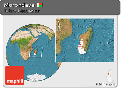 Satellite Location Map of Morondava, highlighted parent region, within the entire country