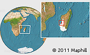 Satellite Location Map of Morondava, highlighted parent region, within the entire country