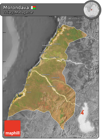 Satellite Map of Morondava, desaturated