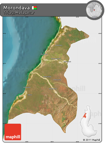 Satellite Map of Morondava, single color outside