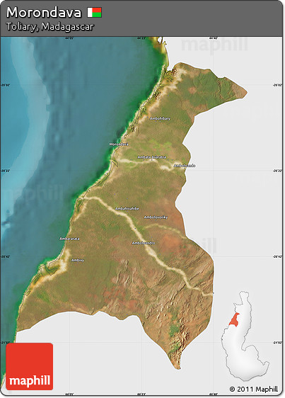 Satellite Map of Morondava, single color outside