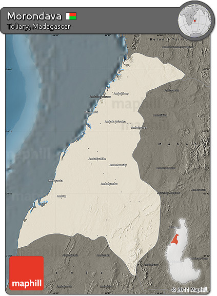 Shaded Relief Map of Morondava, darken
