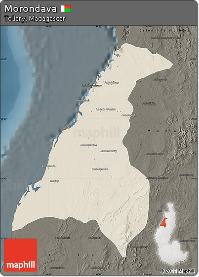Shaded Relief Map of Morondava, darken