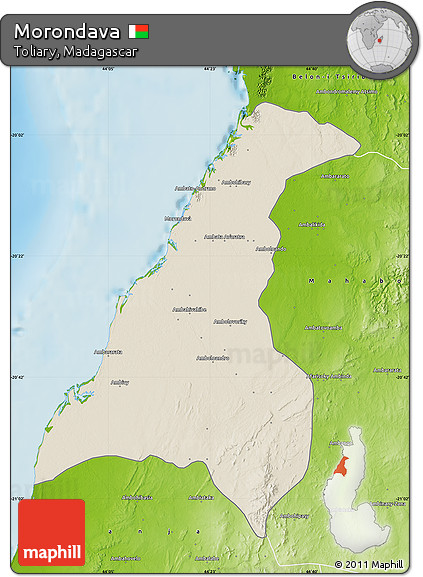 Shaded Relief Map of Morondava, physical outside