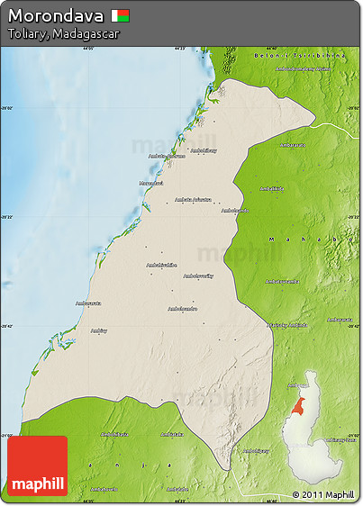 Shaded Relief Map of Morondava, physical outside