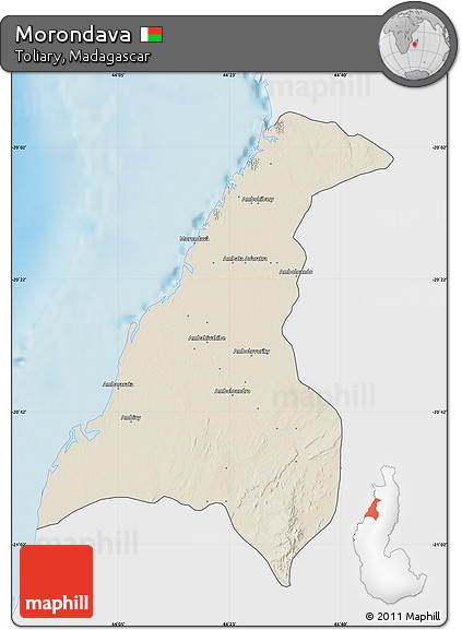 Shaded Relief Map of Morondava, single color outside