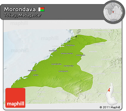 Physical Panoramic Map of Morondava, lighten