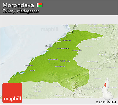 Physical Panoramic Map of Morondava, lighten