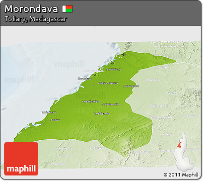 Physical Panoramic Map of Morondava, lighten
