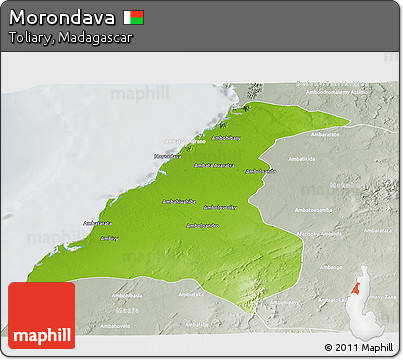 Physical Panoramic Map of Morondava, lighten, semi-desaturated
