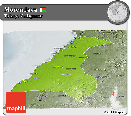 Physical Panoramic Map of Morondava, semi-desaturated