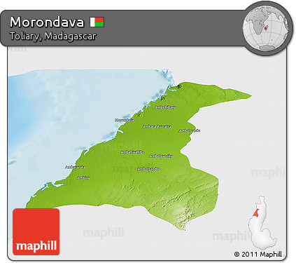 Physical Panoramic Map of Morondava, single color outside