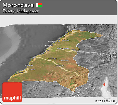 Satellite Panoramic Map of Morondava, desaturated