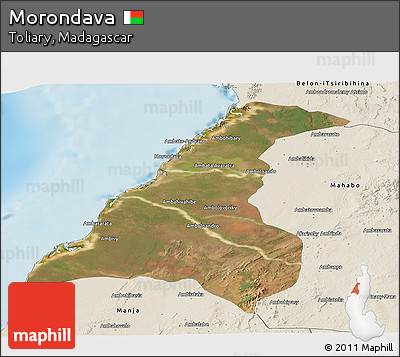 Satellite Panoramic Map of Morondava, shaded relief outside