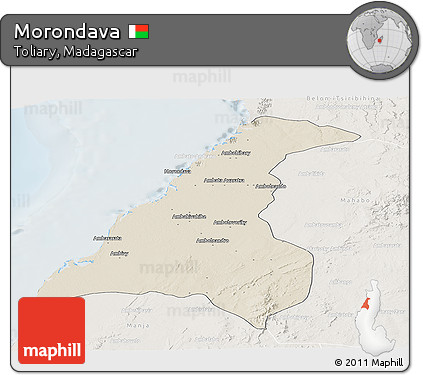 Shaded Relief Panoramic Map of Morondava, lighten