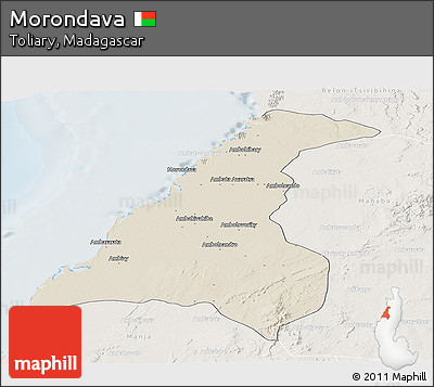 Shaded Relief Panoramic Map of Morondava, lighten