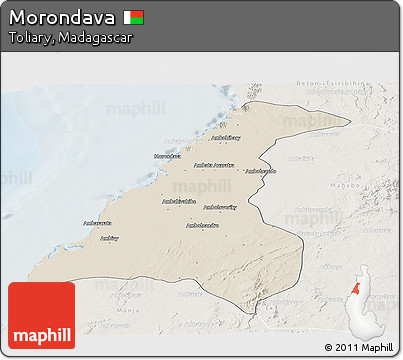 Shaded Relief Panoramic Map of Morondava, lighten