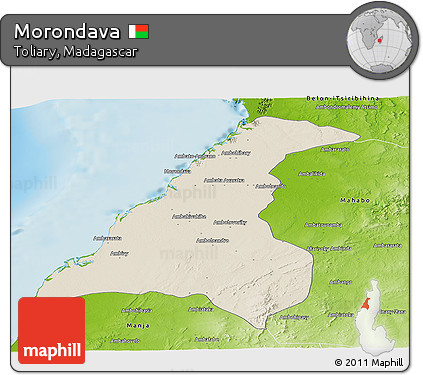 Shaded Relief Panoramic Map of Morondava, physical outside