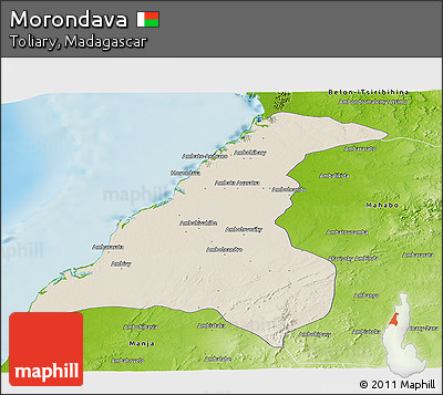 Shaded Relief Panoramic Map of Morondava, physical outside