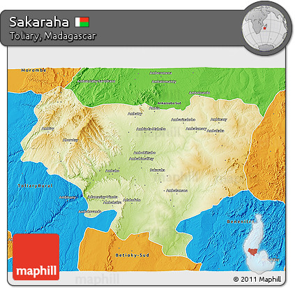 Physical 3D Map of Sakaraha, political outside