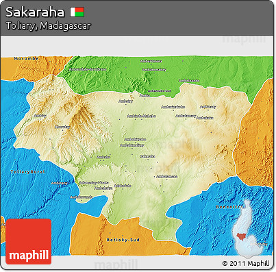 Physical 3D Map of Sakaraha, political outside