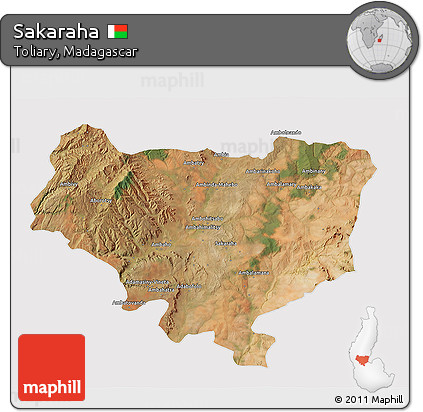 Satellite 3D Map of Sakaraha, cropped outside