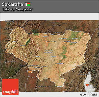 Satellite 3D Map of Sakaraha, darken