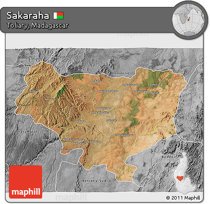Satellite 3D Map of Sakaraha, desaturated