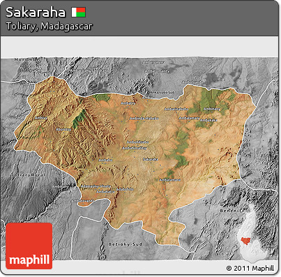 Satellite 3D Map of Sakaraha, desaturated