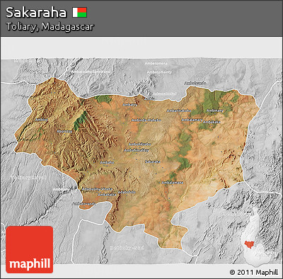 Satellite 3D Map of Sakaraha, lighten, desaturated
