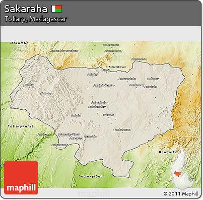 Shaded Relief 3D Map of Sakaraha, physical outside