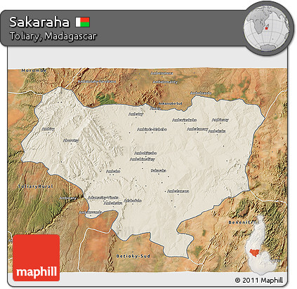 Shaded Relief 3D Map of Sakaraha, satellite outside