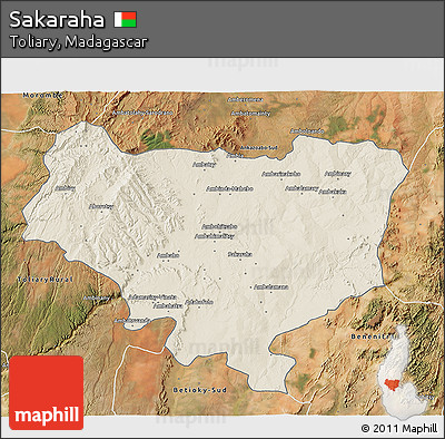 Shaded Relief 3D Map of Sakaraha, satellite outside