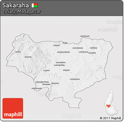 Silver Style 3D Map of Sakaraha, single color outside
