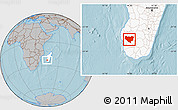 Gray Location Map of Sakaraha, highlighted country, hill shading