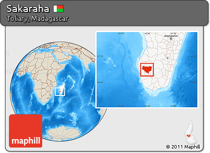 Shaded Relief Location Map of Sakaraha, highlighted country