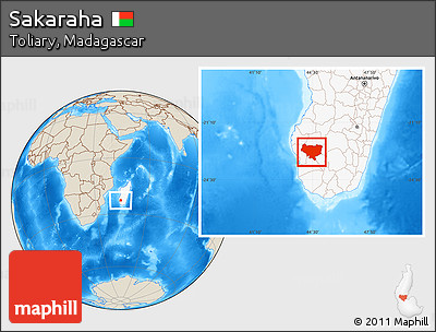 Shaded Relief Location Map of Sakaraha, highlighted country