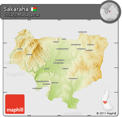 Physical Map of Sakaraha, single color outside