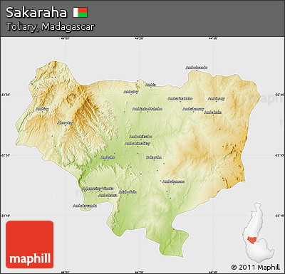 Physical Map of Sakaraha, single color outside