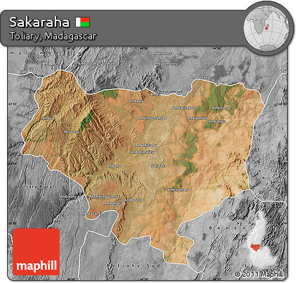 Satellite Map of Sakaraha, desaturated