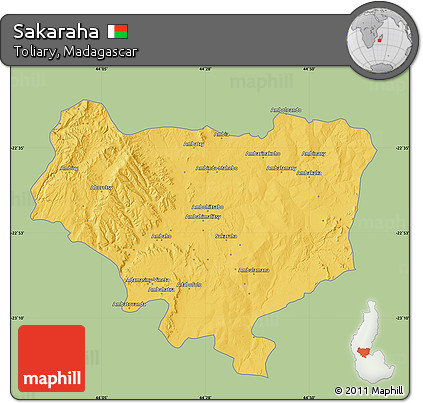 Savanna Style Map of Sakaraha, single color outside