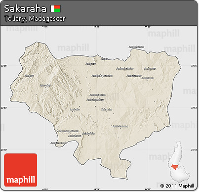 Shaded Relief Map of Sakaraha, single color outside